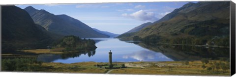 Framed High angle view of a monument near a lake, Glenfinnan Monument, Loch Shiel, Highlands Region, Scotland Print