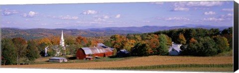 Framed High angle view of barns in a field, Peacham, Vermont Print