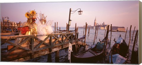 Framed Italy, Venice, St Mark&#39;s Basin, people dressed for masquerade Print