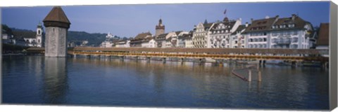 Framed Covered bridge over a river, Chapel Bridge, Reuss River, Lucerne, Switzerland Print