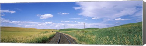 Framed Railroad track passing through a field, Whitman County, Washington State, USA Print