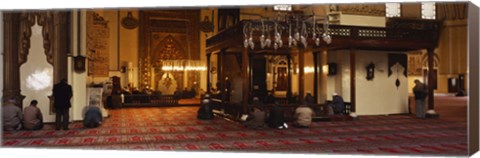 Framed Group of people praying in a mosque, Ulu Camii, Bursa, Turkey Print