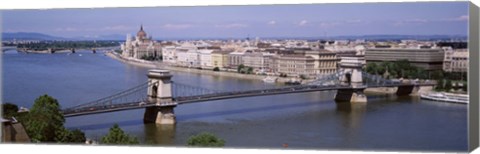 Framed Aerial View, Bridge, Cityscape, Danube River, Budapest, Hungary Print