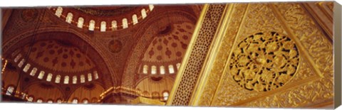 Framed Low angle view of ceiling of a mosque with ionic tiles, Blue Mosque, Istanbul, Turkey Print