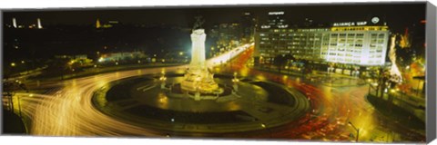Framed High angle view of traffic moving around a statue, Marques De Pombal Square, Lisbon, Portugal Print