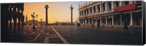 Framed People Walking Across A Street, The Piazetta With Palazzo Ducale And Libreria Vecchia, Venice, Italy Print