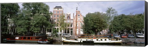 Framed Netherlands, Amsterdam, Boats in canal Print