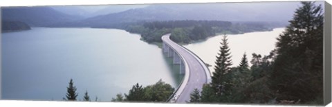 Framed Germany, Bavaria, Bridge over Sylvenstein Lake Print