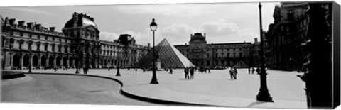 Framed Louvre Museum, Paris, France (black and white) Print