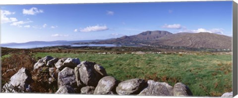 Framed UK, Ireland, Beara Peninsula, Rocks in front of Caha Mountains Print