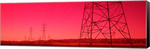 Framed Power Lines In The Valley, Central Valley, California, USA Print