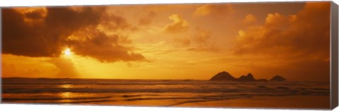 Framed Silhouette of rock formations in water, Northern California, California, USA Print