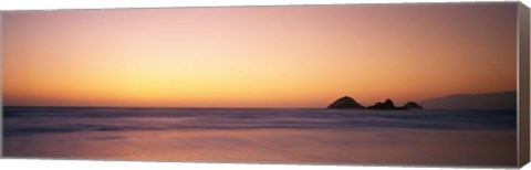 Framed Sunset over the ocean, Pacific Ocean, California, USA Print