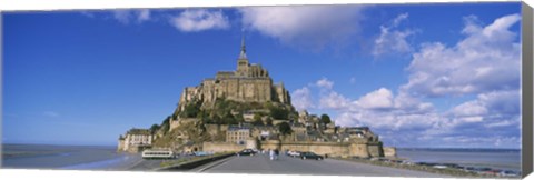 Framed Road leading towards a church, Le Mont Saint Michel, Normandy, France Print