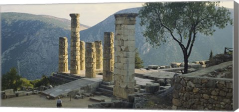 Framed High angle view of ruined columns, Temple Of Apollo, Delphi, Greece Print