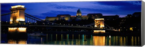 Framed Szechenyi Bridge Royal Palace Budapest Hungary Print