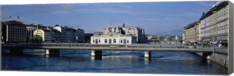 Framed Bridge over a river, Geneva, Switzerland Print