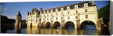 Framed Reflection of a castle in water, Chateau De Chenonceaux, Chenonceaux, Loire Valley, France Print