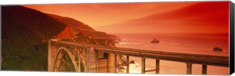 Framed High angle view of an arch bridge, Bixby Bridge, Big Sur, California, USA Print