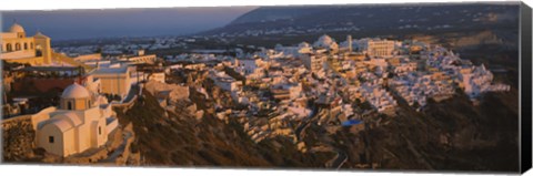 Framed High angle view of buildings in a town, Fira, Santorini, Cyclades Islands, Greece Print