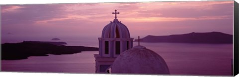 Framed Silhouette Of A Church, Santorini Church, Greece Print