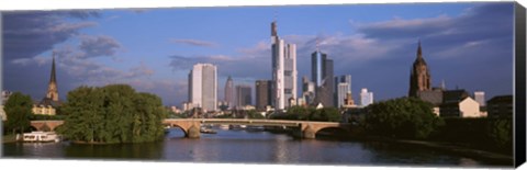 Framed Cityscape, Alte Bridge, Rhine River, Frankfurt, Germany Print