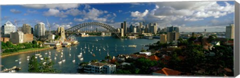 Framed Harbor And City And Bridge, Sydney, Australia Print