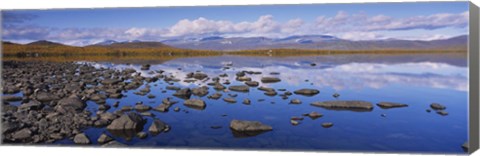 Framed Rocks and pebbles in a lake, Torne Lake, Lapland, Sweden Print