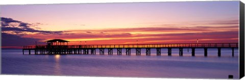 Framed Sunset Mobile Pier AL USA Print