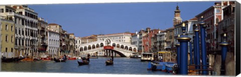 Framed Bridge across a canal, Rialto Bridge, Grand Canal, Venice, Veneto, Italy Print