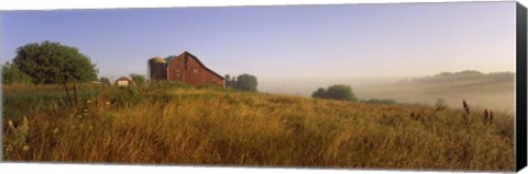Framed Barn in a field, Iowa County, near Dodgeville, Wisconsin, USA Print