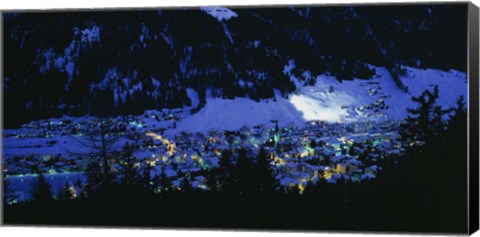 Framed High angle view of a town, Davos, Switzerland Print