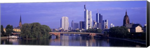 Framed Skyline Main River Frankfurt Germany Print