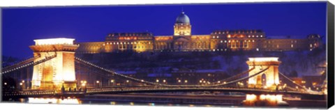 Framed Chain Bridge, Royal Palace, Budapest, Hungary Print