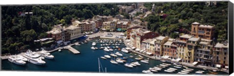 Framed High angle view of boats docked at a harbor, Italian Riviera, Portofino, Italy Print