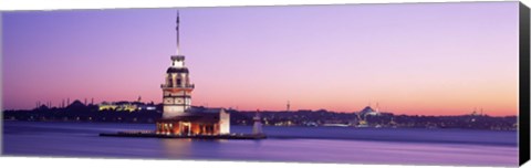 Framed Sunset Lighthouse Istanbul Turkey Print