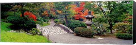 Framed Stone Bridge, The Japanese Garden, Seattle, Washington State Print