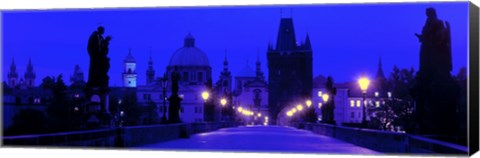 Framed Charles Bridge, Prague, Czech Republic, Bright Blue Print