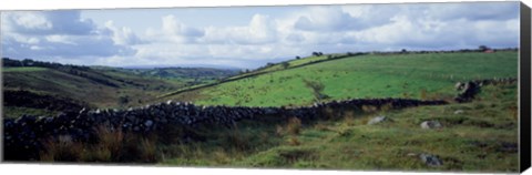 Framed Stone wall on a landscape, Republic of Ireland Print