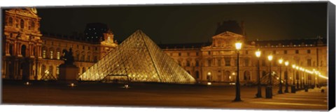 Framed Louvre Lit Up at Night, Paris, France Print