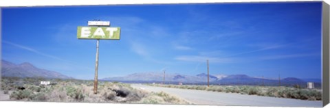 Framed Old Diner Sign, Highway 395, California, USA Print