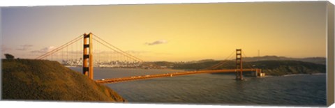 Framed Golden Gate Bridge with Golden Sky, San Francisco, California, USA Print