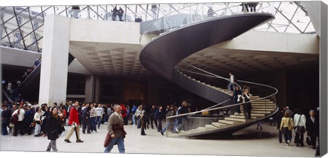 Framed Group of people in a museum, Louvre Pyramid, Paris, France Print