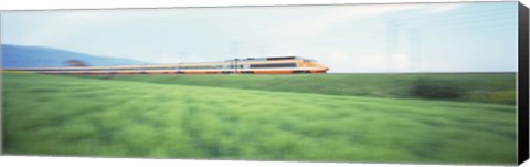 Framed TGV High-speed Train passing through a grassland Print