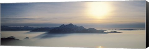 Framed Switzerland, Luzern, Pilatus Mountain, Panoramic view of mist around a mountain peak Print