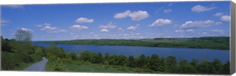 Framed Road near a lake, Owasco Lake, Finger Lakes Region, New York State, USA Print