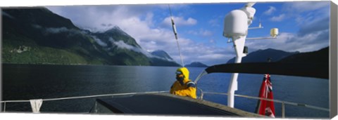 Framed Sailor on a yacht, New Zealand Print