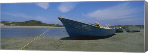Framed Fishing boats on the beach, Mexico Print