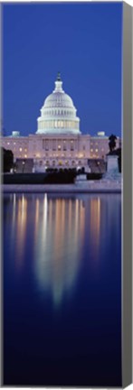 Framed Reflection of a government building in water, Capitol Building, Capitol Hill, Washington DC, USA Print