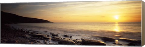 Framed Sunset over the sea, Celtic Sea, Wales Print